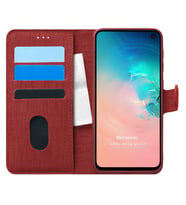 Microsonic Samsung Galaxy S10E Kılıf Fabric Book Wallet Kırmızı