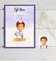 BK Gift Kişiye Özel Karikatürlü Sünnet Davetiyesi Model 1 50 Adet