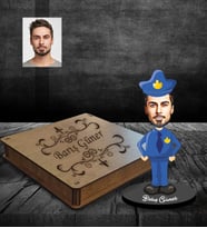Kişiye Özel Polis Tasarımlı Karikatür Ahşap Biblo Kutulu Bay-1