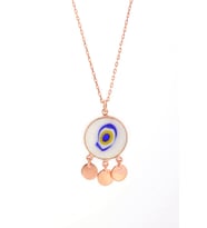 Yuvarlak Beyaz Nazar Kolye - Rose