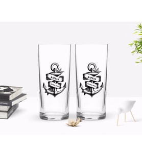BK Gift Kişiye Özel Renkli Baskılı Kaptan Tasarımlı İkili Rakı Bardağı Seti-6 (Beyaz)