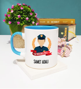 Erkek Polise En Yakışıklı Polis Kupa Bardak Mavi