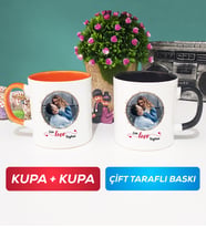İkili Sevgiliye Sevgililer Günü Hediyesi 11 Kupa Bardak Turuncu Siyah