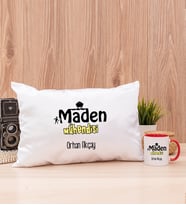 Maden Mühendisi Dikdörtgen Yastık ve Kırmızı Kupa Bardak