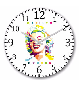 Marilyn Monroe Duvar Saati Bombeli Gercek Cam