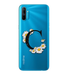 Papatya Harf Tasarım Süper Şeffaf Silikon Telefon Kılıfı Oppo Realmi C3 C-Harfi