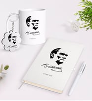 BK Gift Kişiye Özel Atatürk Temalı Kupa Anahtarlık Beyaz Defter Kalem Hediye Seti-24 (Model 1)