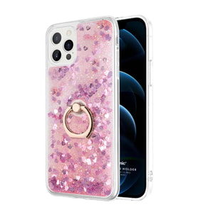 Microsonic Apple iPhone 12 Pro Max Kılıf Glitter Liquid Holder Pembe