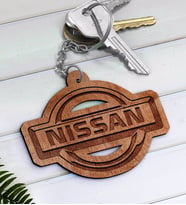 NISSAN Logolu Ahşap Anahtarlık-1 (Beyaz)