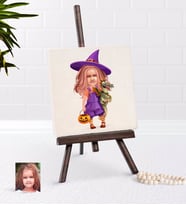 BK Gift Kişiye Özel Küçük Cadı Karikatürlü Şovaleli Doğal Taş-1 (Beyaz)