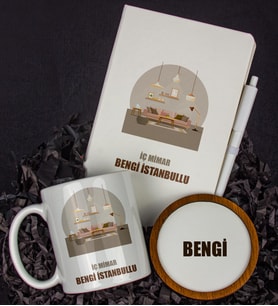 Kişiye Özel İç Mimar Tasarım Defter Kalem Kupa Ve Bardak Altlığı Hediye Seti 81438