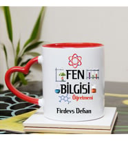 Fen Bilgisi Öğretmenine Kupa Bardağı Kalpli