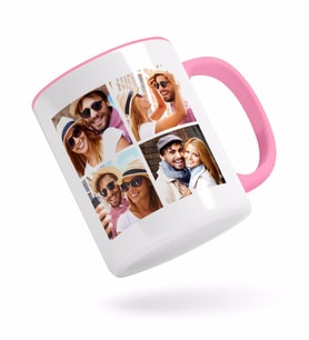 BK Gift Kişiye Özel Kare 4 Fotoğraflı Pembe Kupa Bardak-2