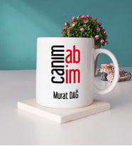 Abiye Hediye Canım Abim Tasarımlı Kişiye Özel Abi Kupa Bardak ve Taş Bardak Altlığı Seti