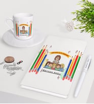 BK Gift Kişiye Özel Dünyanın En İyi Öğretmeni Beyaz Defter Kalem Türk Kahvesi Fincanı Seti-19 (Model 1)