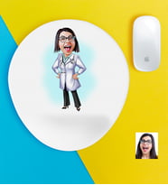 BK Gift Kişiye Özel Bayan Doktor Karikatürlü Bilek Destekli Mouse Pad-1 (Beyaz)