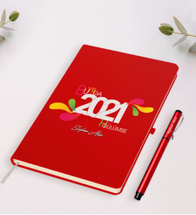 BK Gift Kişiye Özel Bu Yılda Hep Gülümse Temalı Kırmızı Defter Kalem Seti