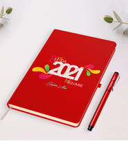 BK Gift Kişiye Özel Bu Yılda Hep Gülümse Temalı Kırmızı Defter Kalem Seti