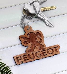 Peugeot Logolu Ahşap Anahtarlık-2 (Beyaz)