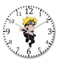 Chibi Boruto Uzumaki Duvar Saati Bombeli Gercek Cam