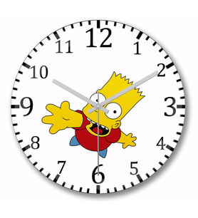 Bart Simpsons  Duvar Saati Bombeli Gercek Cam