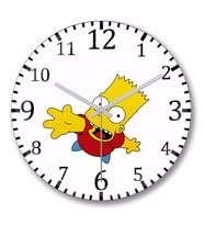 Bart Simpsons  Duvar Saati Bombeli Gercek Cam