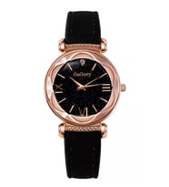 Gogoey Kadın Kol Saati Siyah Kordon Moda Trend Bayan Saat Siyah Rose Gold G4417S