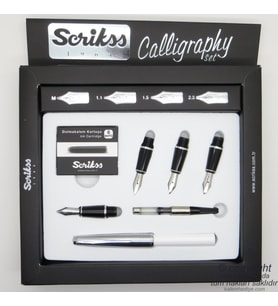 Scrikss Kaligrafi Seti Metal - Beyaz  Scrikss Calligraphy  İsme Özel Kalem  Hediye Kalem