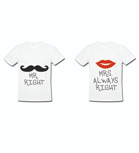 Mr Right Mrs Always Right Tasarımlı 2'li Sevgili Tişörtü