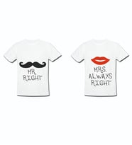 Mr Right Mrs Always Right Tasarımlı 2'li Sevgili Tişörtü