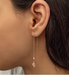 Papatya Silver Sallantılı Tekli Yaprak Küpe  925 Ayar Gümüş