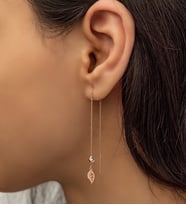 Papatya Silver Sallantılı Tekli Yaprak Küpe  925 Ayar Gümüş