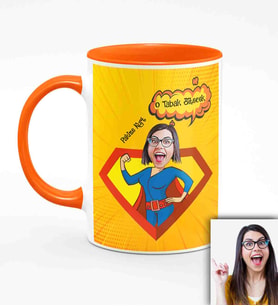 BK Gift Kişiye Özel Anneler Günü Temalı Karikatürlü Turuncu Kupa Bardak T3