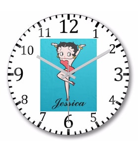 Betty Boop  Duvar Saati Bombeli Gercek Cam
