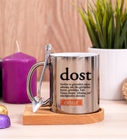 Dost Kelime Anlamı Ahşap Altlıklı Silver Kupa Bardak