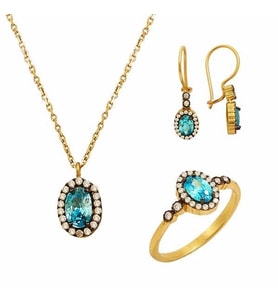 Mini Aquamarine Set 6,23 Gram 14 Ayar Altın (Çok Renkli)