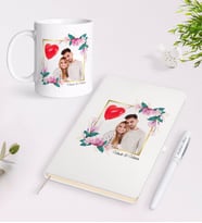 BK Gift Kişiye Özel İsimli Fotoğraflı Beyaz Defter Kalem ve Kupa Seti-30 (Model 1)