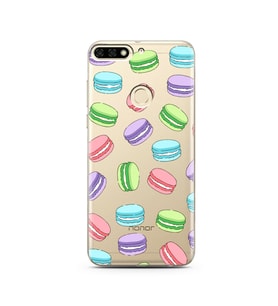 Macaron Tasarımlı Süper Şeffaf Silikon Telefon Kılıfı Huawei Honor 7c-Y7 (2018)