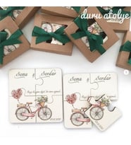 Puzzle Ahşap Magnet yada Davetiye *Nişan - Kına - Nikah - Düğün* Hediyelikleri 30 Adet