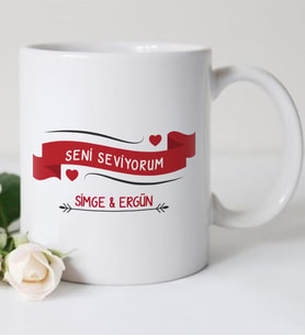 BK Gift Kişiye Özel Beyaz Kupa Bardak Sevgililer Günü Temalı 60