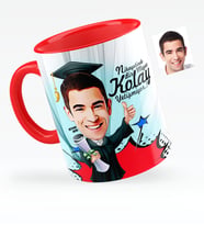 BK Gift Kişiye Özel Bay Mezun Karikatürlü Kırmızı Kupa Bardak  1