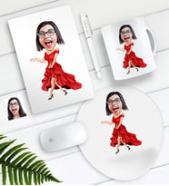 BK Gift Kişiye Özel Bayan Manken Karikatürlü Defter Kalem Kupa Mouse Pad Seti (Model 1)