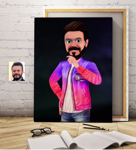 BK Gift Kişiye Özel Erkek Animasyon Karikatürlü Kanvas Tablo 50x70cm -36