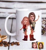 BK Gift Kişiye Özel Kız Kardeşler Karikatürlü Beyaz Kupa Bardak-5