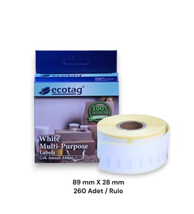 Dymo LW Etiket Muadili Ecotag 89 mm x 28 mm - 260 Adet (Beyaz)