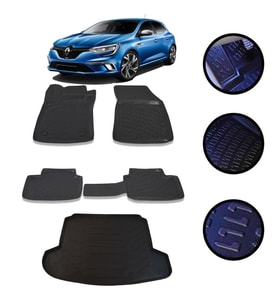 Megane 4 Sedan ÇFT KLK 2016-2022 4D Havuzlu Oto Paspas Bagaj Set