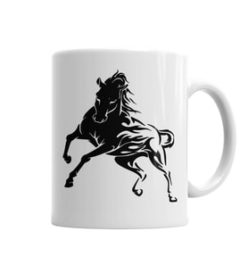 Horse Tattoo  Preto Kupa Bardak Porselen