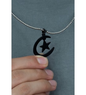 Ay Yıldız Erkek Çelik Kolye cck13 (Siyah)