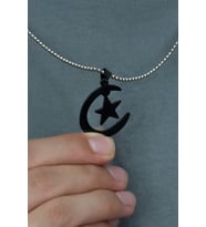 Ay Yıldız Erkek Çelik Kolye cck13 (Siyah)