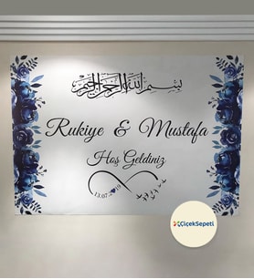 100x70cm Söz, Nişan, Kına Gecesi, Düğün İçin Kişiye Özel Branda Afiş Arka Fon